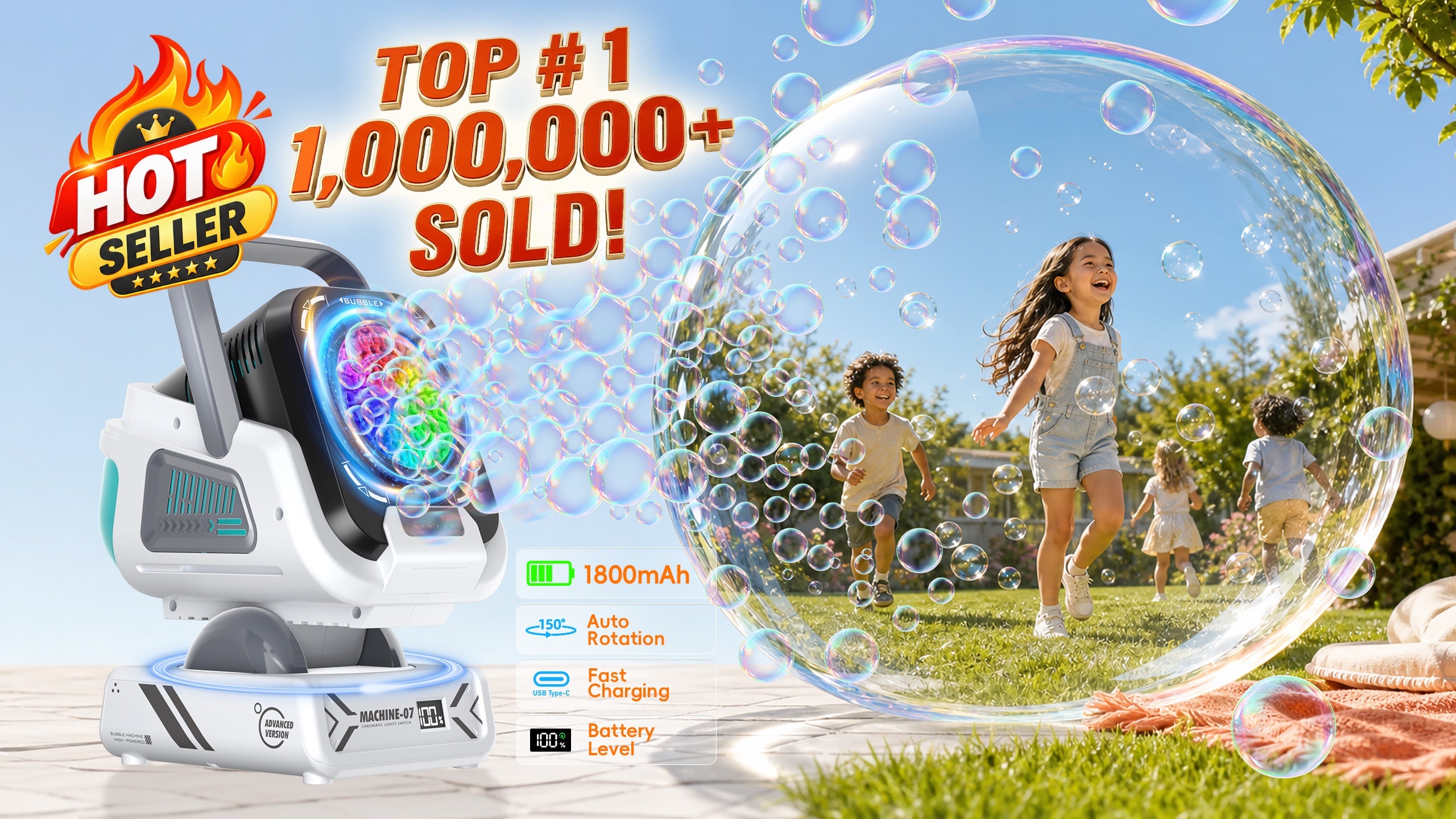 Belemar BL-988 bubble machine in a backyard bubble scene